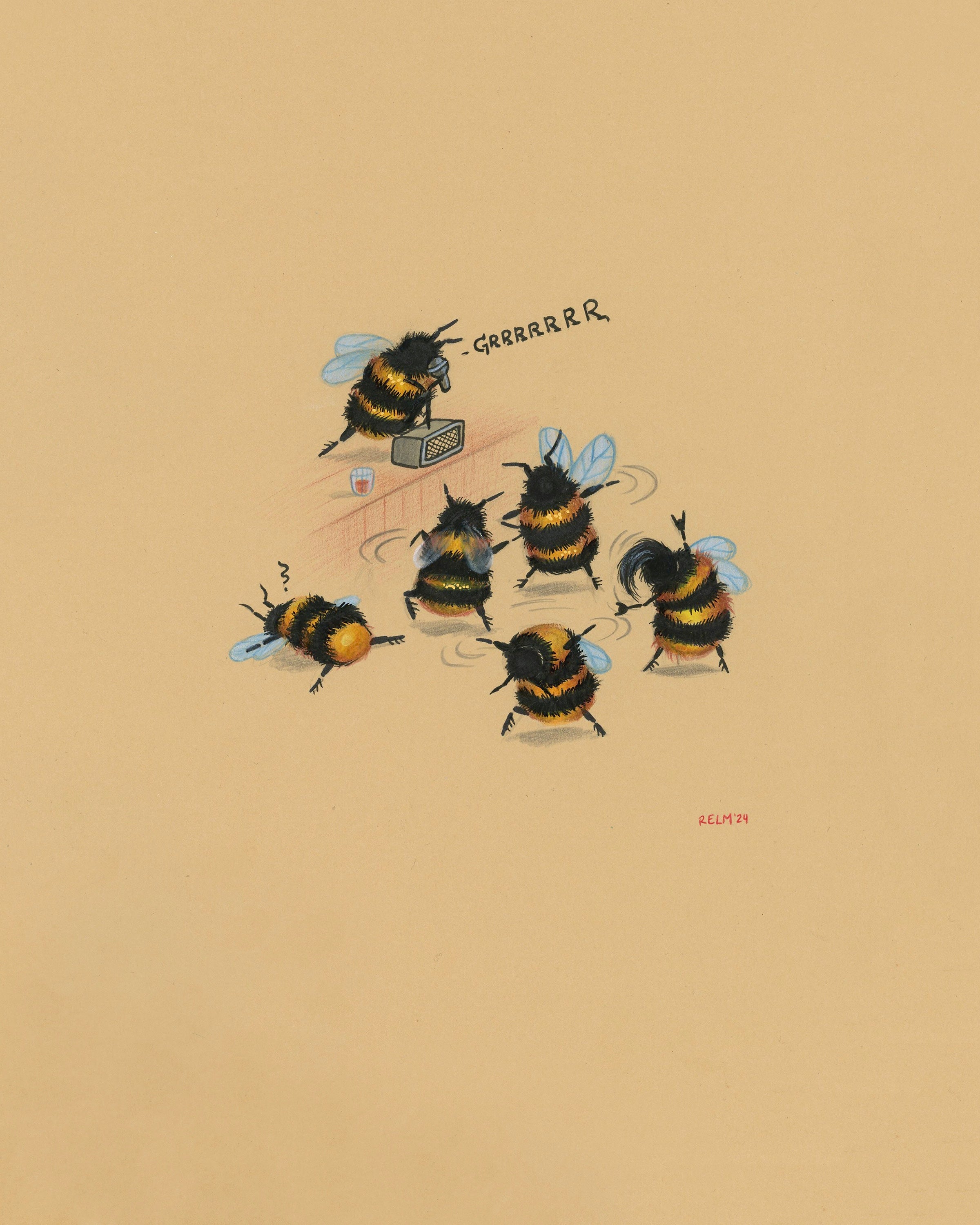 ‘Moshpit Bees’ Original Drawing