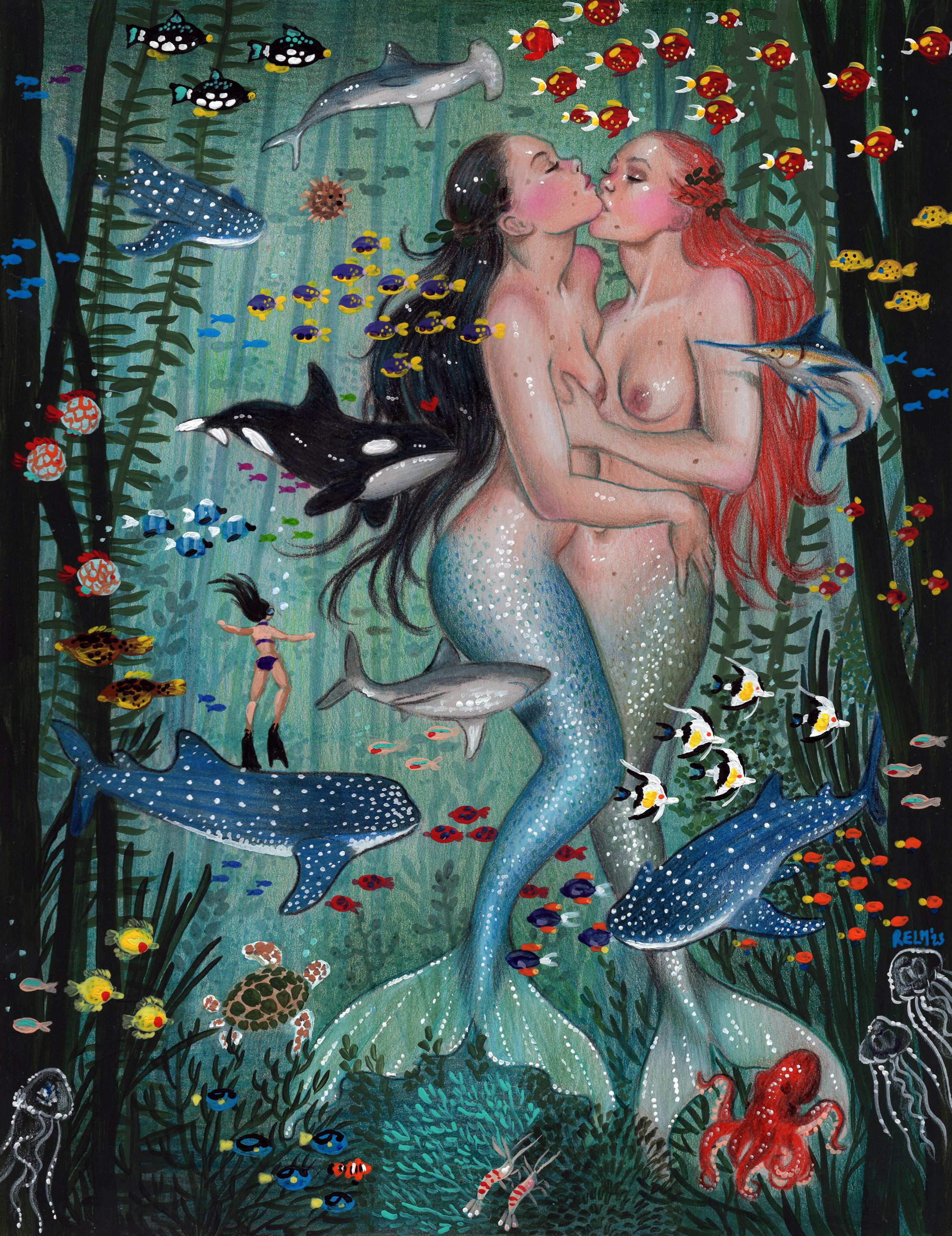 'Deep Sea Dalliance' Original Drawing