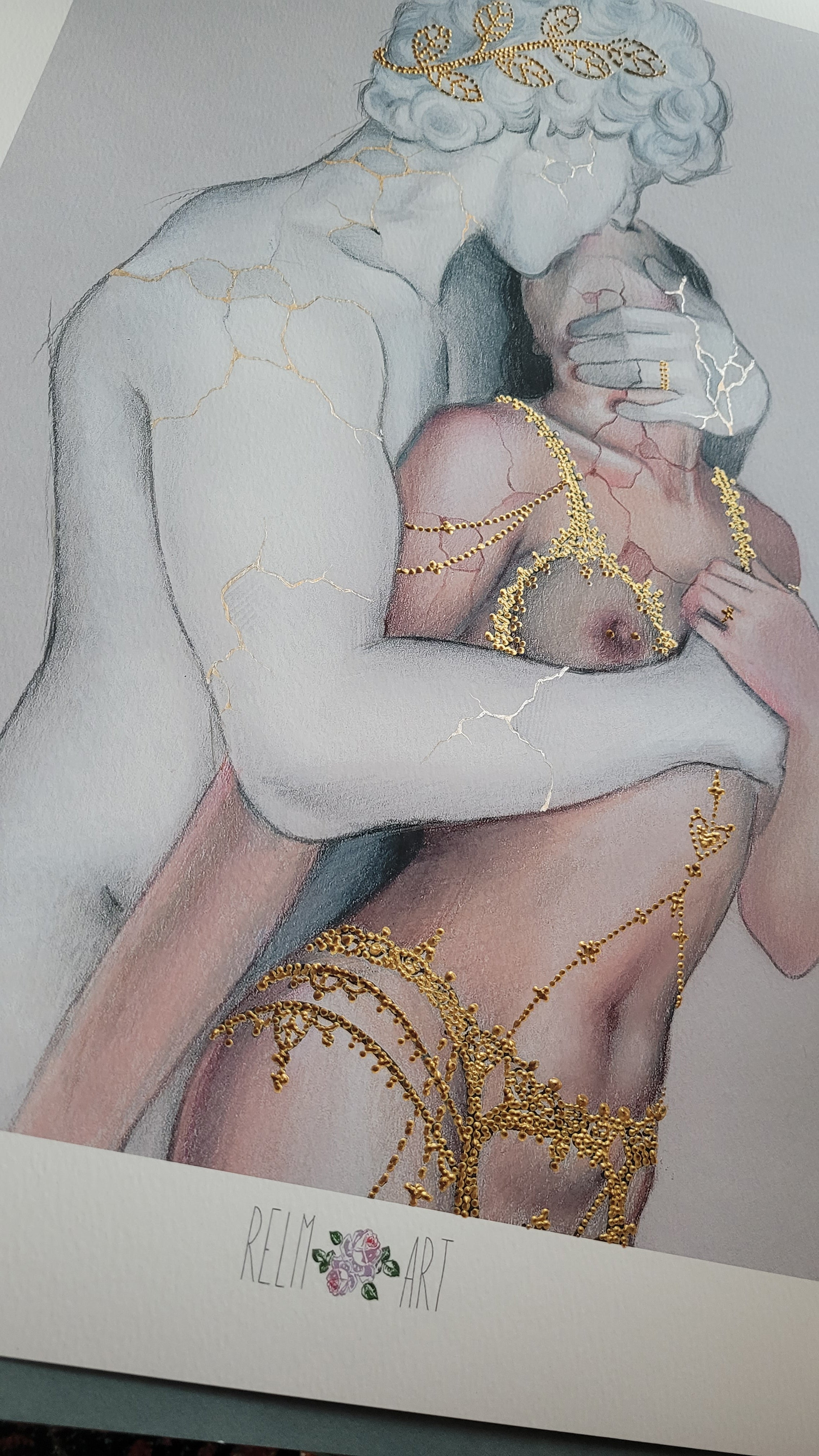 'Lovestoned' Hand Embellished Print