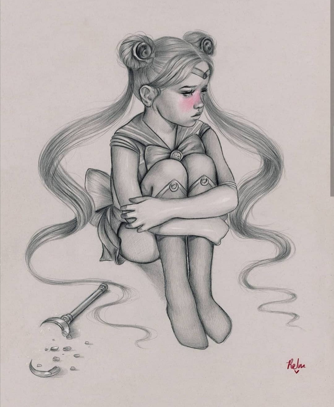 'Grumpy Sailor Moon' Original Drawing