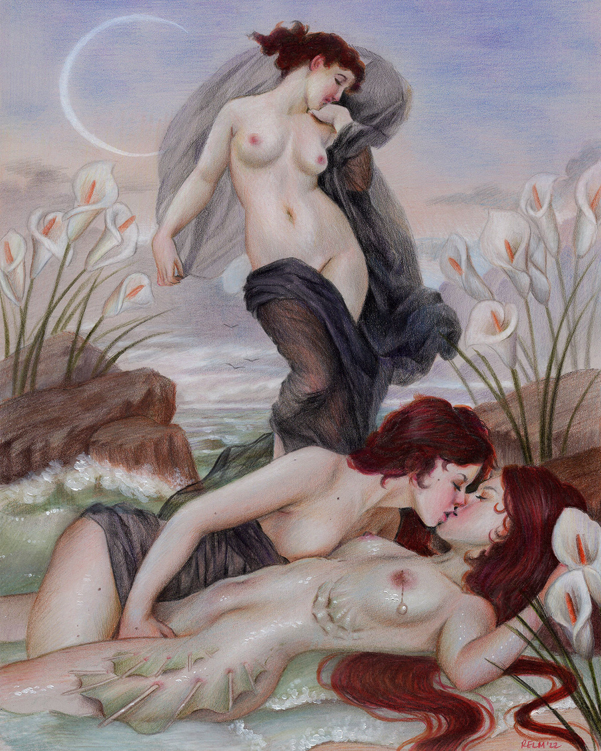 'The Evening Moon' Original Drawing